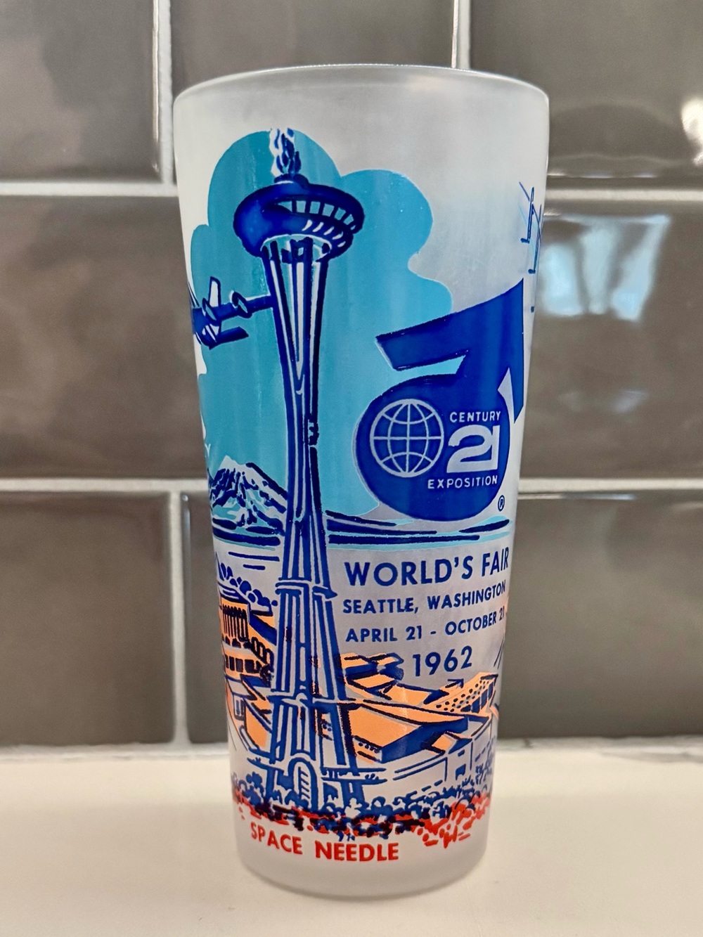 1962 ‘Seattle Worlds Fair’ High Ball Frosted Tumbler Glass